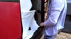 Tony gets in the van & undresses majk before get him on his knees to drill his exasperation - bromo