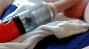 Sex toy fucked and sucked my chest with my cum