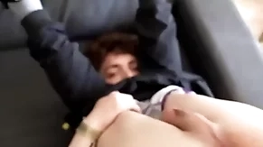 Fun-sized twink gets double penetrated by his starved hung friend & his step-dad