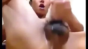 Asian guy shows hole and jerks his cock