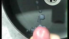 Jerking gone a beamy dick in the bathroom! finished in all directions moans! lots of cum! muscular straight guy!