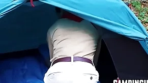 Twinks participate in threesome during camping