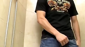 Charming young inferior jimmy roman pisses together with masturbates