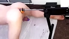 Cumming legs free prostate orgasm while being fucked by the shacking up machine