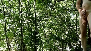 Naked forest masturbation by road