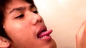 Cocksucking asian twinks have bareback duo before pissing