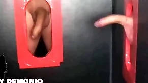 Blowjob with many a time be required of saliva in a double glory hole to three strangers pequeydemonio.com
