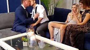 Bisexual babes licked and fucked in orgy with bisex guys