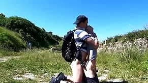 Horny hikers down attack having risky public sex on shut up