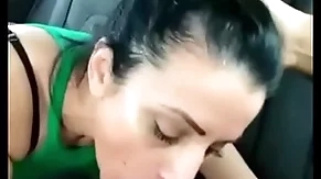 Stepmom gives him a blowjob in the car