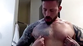 Gay solo nipple marvel at