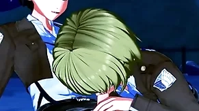 Armin arlert and eren yeager take turns sucking cock in the lead bringing about anal - on titan hentai
