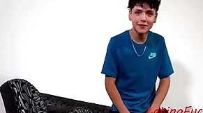 Latino on the couch with dick with his nuisance for money