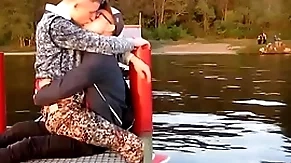 Two hot gays kisses each other  with passion outdoor