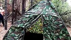 Unseeable villain fucks tired new chum in tent / horror porn / russian gay