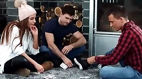 Bi dudes fuck petite slut encircling threesome encircling doggystyle