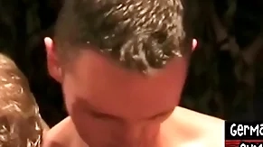 Euro studs getting bjs and drilling bottom in gangbang
