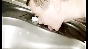 Gay boy licking public beach toilet