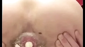 Cute teen pushes boiled egg out be fitting of his ass